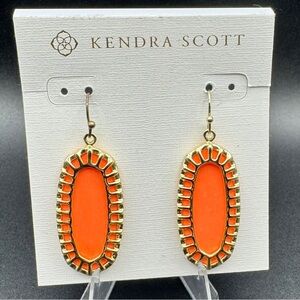 Kendra Scott Dayla Drop Earrings | Retired Orange Coral | Gold Tone